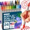 24 Dual Tip Acrylic Paint Markers, Acrylic Paint Pens, Fabric Markers for Textile, Rock, Glass, Wood, Paper, Ceramic, Canvas DIY Art Supplies Kit for Kids and Adults (Dual Tip Dot + Fine, 24)